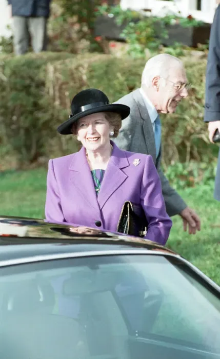 Framed Print : Prime Minister Margaret Thatcher and her husband Denis visit the church near Chequers Framed Print : Prime Minister Margaret Thatcher and her husband Denis visit the church near Chequers