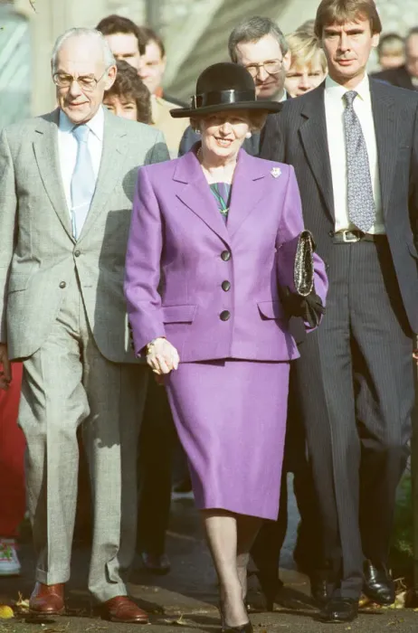 Framed Print : Prime Minister Margaret Thatcher and her husband Denis visit the church near Chequers