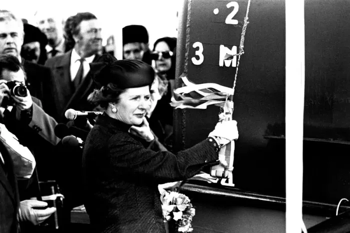 Framed Print : Prime Minister Margaret Thatcher at the launch of the SD14 cargo ship United Effort Framed Print : Prime Minister Margaret Thatcher at the launch of the SD14 cargo ship United Effort