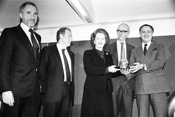 Prime Minister Margaret Thatcher presents the National Vala Award of the