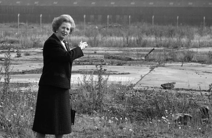 Framed Print : Prime Minister Margaret Thatcher seen here at what remains of the Head Wrightson works in Framed Print : Prime Minister Margaret Thatcher seen here at what remains of the Head Wrightson works in