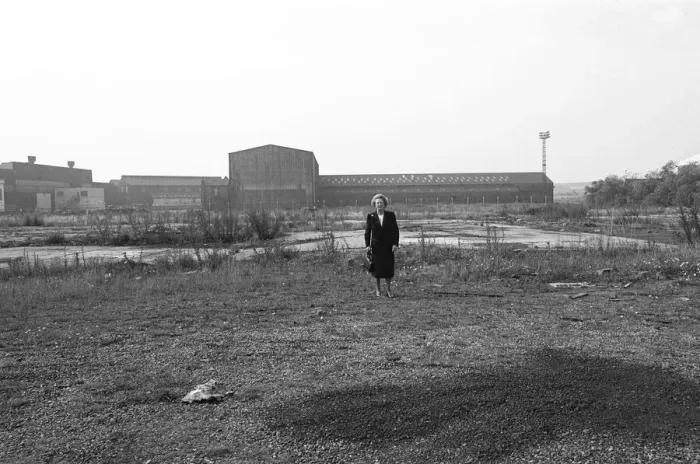 Framed Print : Prime Minister Margaret Thatcher seen here at what remains of the Head Wrightson works in Framed Print : Prime Minister Margaret Thatcher seen here at what remains of the Head Wrightson works in