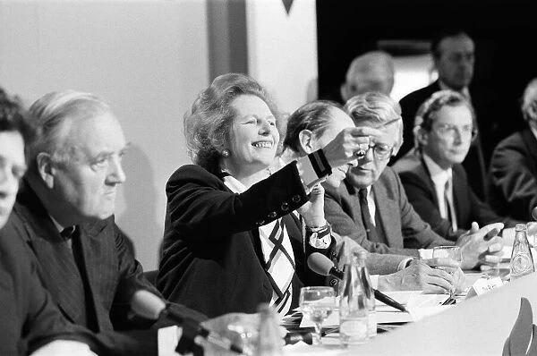 Prime Minister Margaret Thatcher unveils the Tory Party Manifesto for the 1987 General