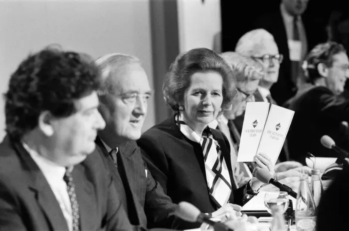 Framed Print : Prime Minister Margaret Thatcher unveils the Tory Party Manifesto for the 1987 General