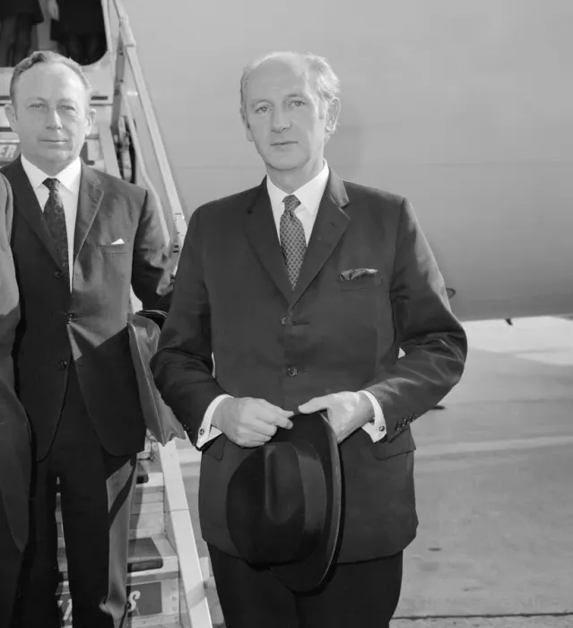 Framed Print : Prime minister of the Republic of Ireland Jack Lynch arrives at Heathrow airport on his