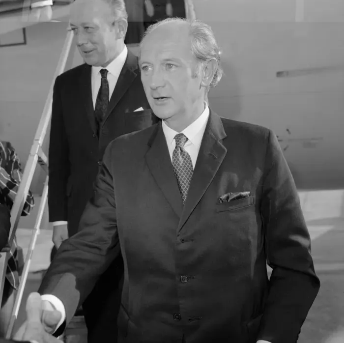 Framed Print : Prime minister of the Republic of Ireland Jack Lynch arrives at Heathrow airport on his Framed Print : Prime minister of the Republic of Ireland Jack Lynch arrives at Heathrow airport on his