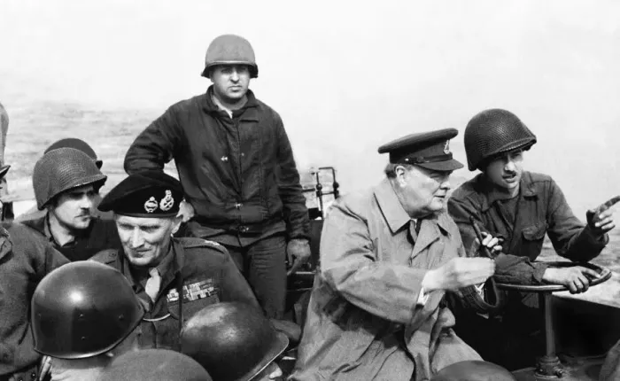 Framed Print : Prime Minister Winston Churchill and Field Marshal Bernard Montgomery crossing the Rhine Framed Print : Prime Minister Winston Churchill and Field Marshal Bernard Montgomery crossing the Rhine