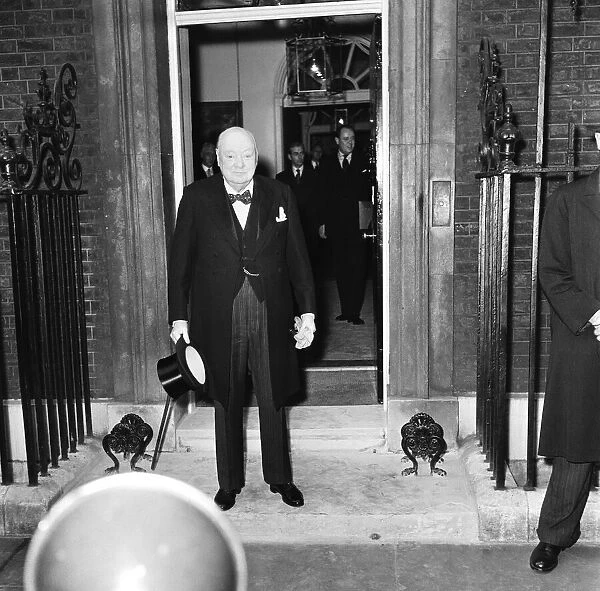 Prime Minister Winston Churchill leaves Number 10 Downing Street for Buckingham Palace as