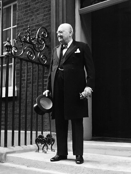 Prime Minister Winston Churchill leaves Number 10 Downing Street for Buckingham Palace as