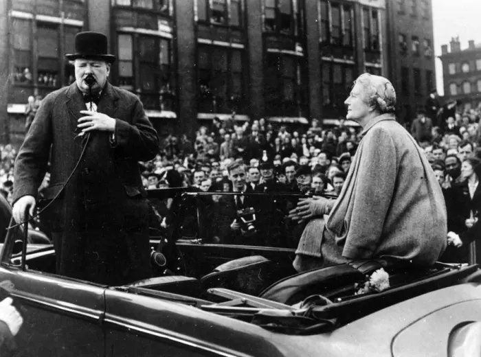 Framed Print : Prime Minister Winston Churchill makes a speech in Manchester as he campaigns ahead of