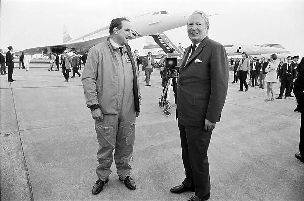 Prime Minster Edward Heath flies Concorde. He is pictured with test pilot Brian Trubshaw