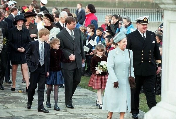 PRINCE ANDREW WITH HIS DAUGHTERS & PRINCE HARRY AT GREENWICH FOR SPECIAL LUNCH TO