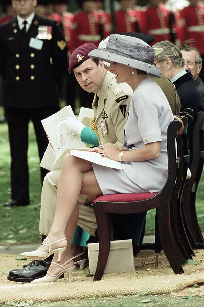 Prince Andrew, Duke of York and Diana, Princess of Wales attend the unveiling of