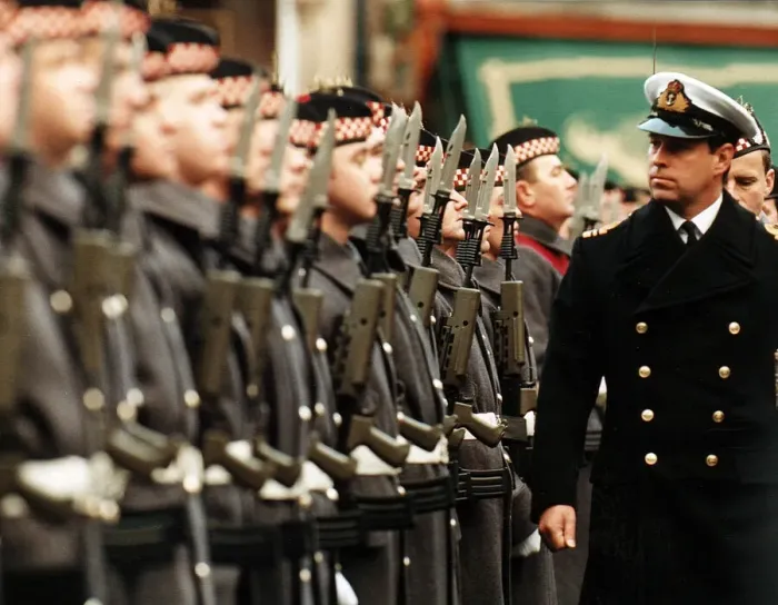 Framed Print : Prince Andrew Duke of York inspects the guard of honour at the ceremony which installed