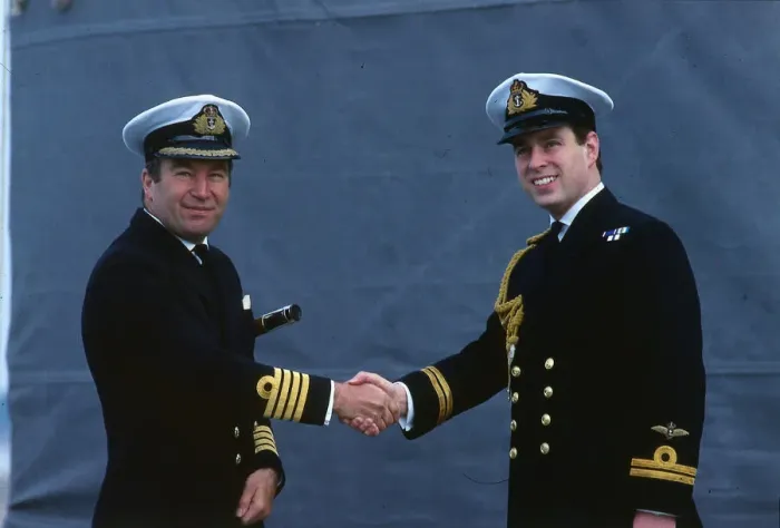 Framed Print : Prince Andrew Duke of York October 1988 lshaking hands with a unknown naval officer