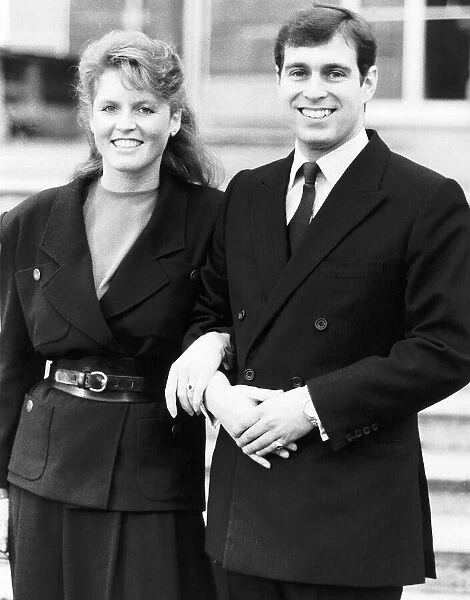 Prince Andrew with the Dutchess of York announcing their engagement March 1986