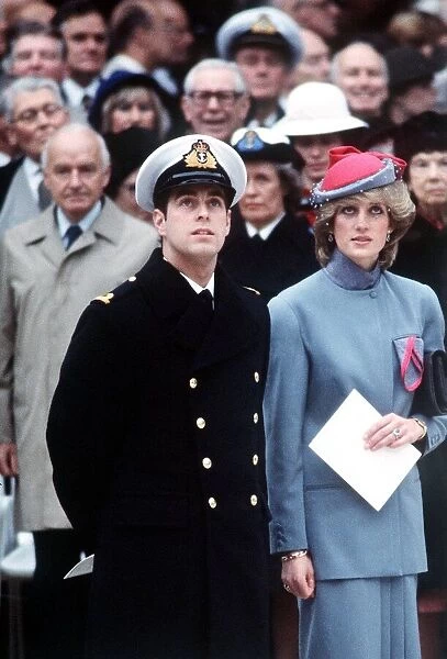 Prince Andrew and Princess Diana attend the unveiling a statue in Whitehall, London