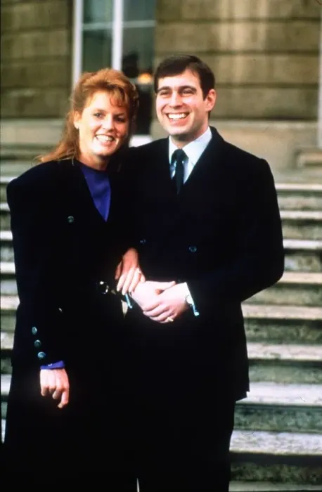 Framed Print : Prince Andrew with Sarah Ferguson on the announcement of their engagement March