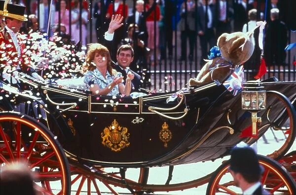 Prince Andrew and Sarah Ferguson seen here leaving Buckingham Palace for their Honeymoon
