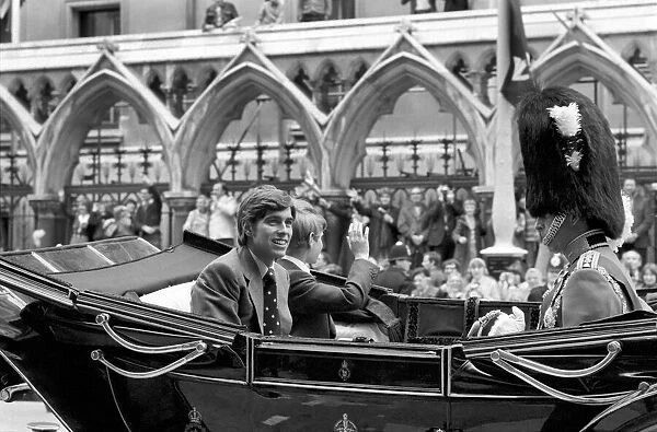 Prince Andrew: sitting in the back of a horse drawn carriage during Silver Jubilee