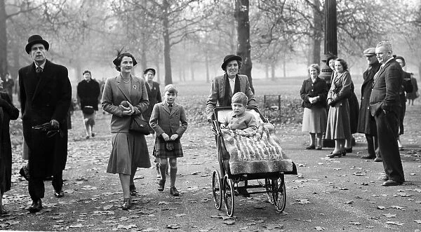 Prince Charles on his 3rd birthday with his Nanny Miss Helen Lightbody in Green Park