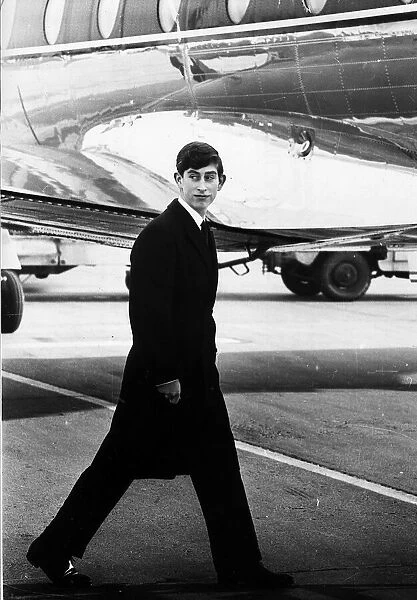 Prince Charles at an airport as a young man Circa 1966