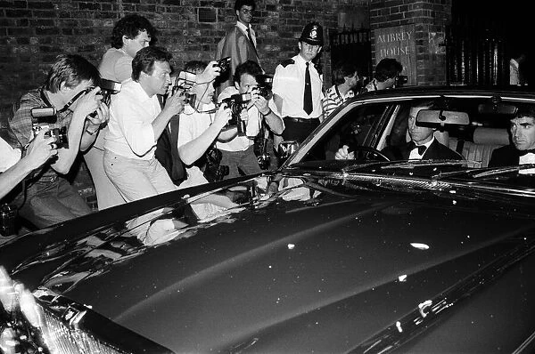 Prince Charles arriving at Prince Andrews stag party. 15th July 1986