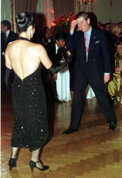 Framed Print : Prince Charles dances tango with Adriana Vasile March 1999 during his visit to Framed Print : Prince Charles dances tango with Adriana Vasile March 1999 during his visit to