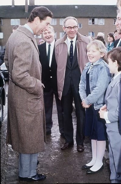 Prince Charles in Easterhouse Scotland meeting locals 1987 Glasgow