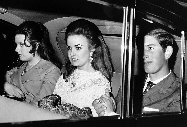 Prince Charles with girlfriend Lucia Santa Cruz in the back of a car 1971
