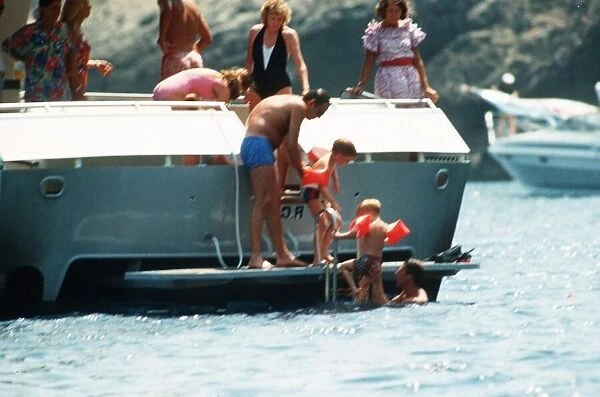 Prince Charles on holiday with his wife Princess Diana and his two children Harry