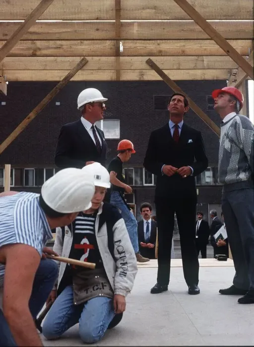 Framed Print : Prince Charles inspects building construction site Edinburgh November 1989