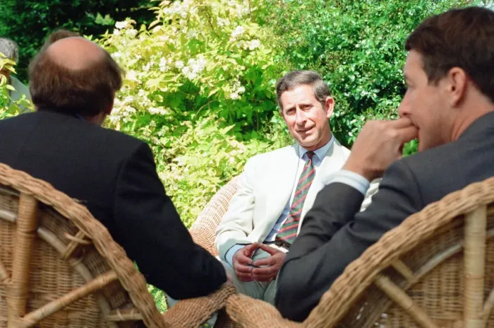 Framed Print : Prince Charles, is interviewed by members of the welsh press