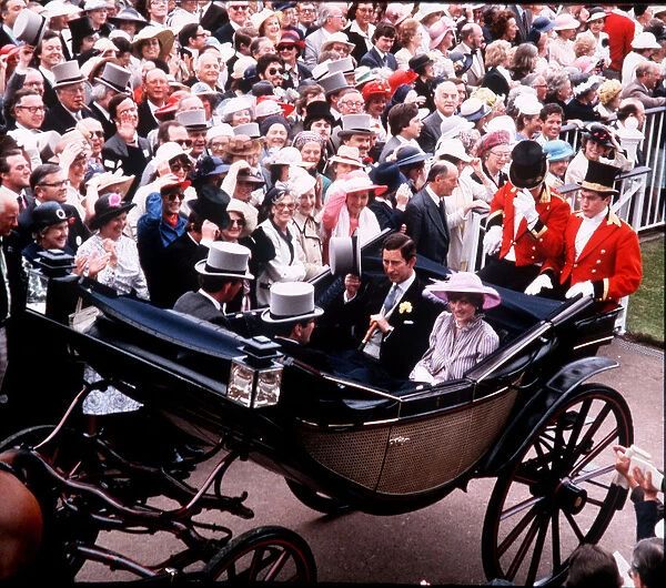 Prince Charles and Lady Diana Spencer at Royal Ascot. June 1981