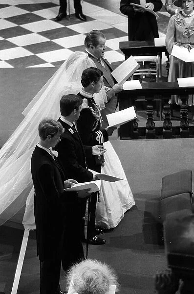Prince Charles and Lady Diana stand at the altar in St Pauls Cathedral with Diana