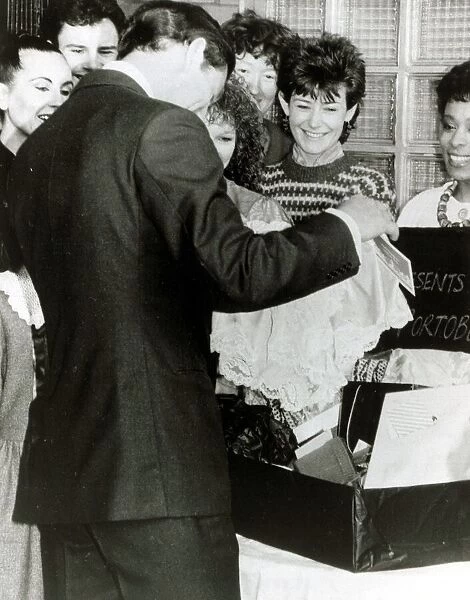 Prince Charles with large pair of frilly French knickers at the North Kensington