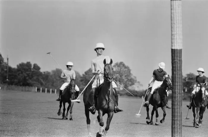 Framed Print : Prince Charles, later HRH, The Prince of Wales pictured (centre closest to camera Framed Print : Prince Charles, later HRH, The Prince of Wales pictured (centre closest to camera