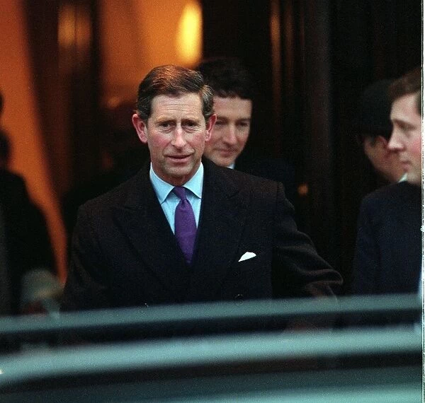 Prince Charles leaving the Lanesborough Hotel in London. December 1995