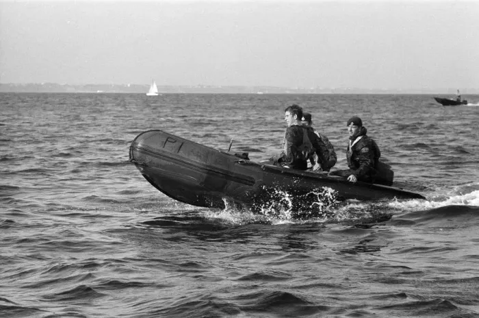 Framed Print : Prince Charles makes a parachute jump off the Dorset coast during his training as an RAF