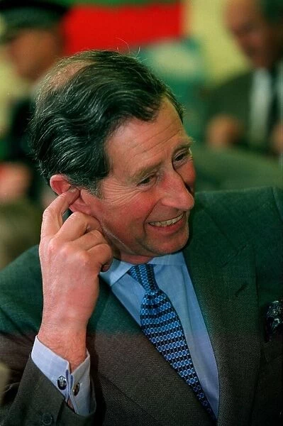 Prince Charles, March 1998 Visting a school in Norwich, scratching ear