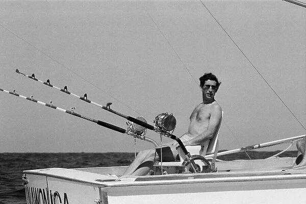 Prince Charles marlin fishing near Rottnest Island in Australia. March 1979