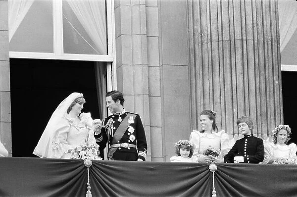 Prince Charles marries Lady Diana Spencer. Picture taken of the happy couple