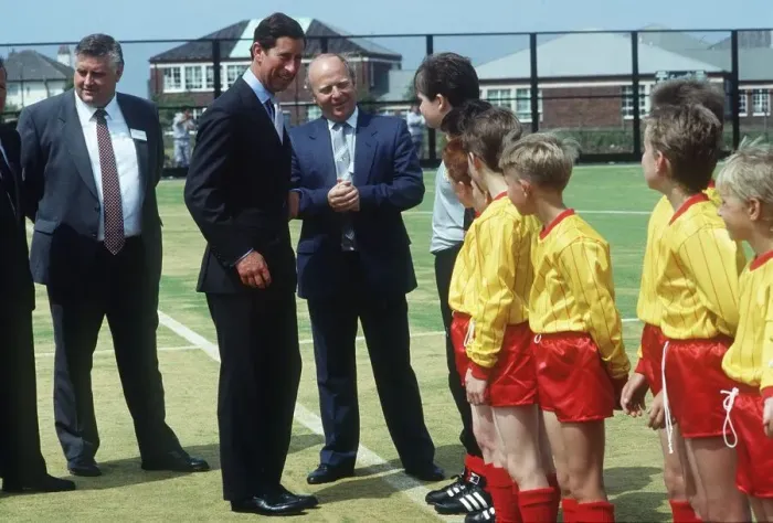 Framed Print : Prince Charles meeting boys football team November 1989