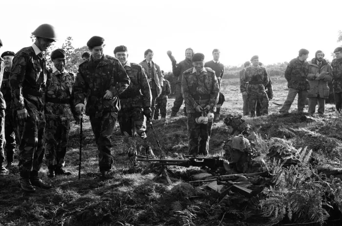 Framed Print : Prince Charles meets Gurkhas and watches army demonstrations at Stanford, Norfolk