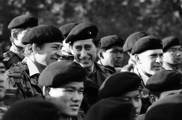 Framed Print : Prince Charles meets Gurkhas and watches army demonstrations at Stanford, Norfolk Framed Print : Prince Charles meets Gurkhas and watches army demonstrations at Stanford, Norfolk