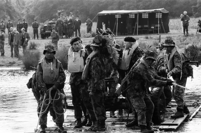 Framed Print : Prince Charles meets Gurkhas and watches army demonstrations at Stanford, Norfolk