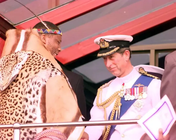 Framed Print : Prince Charles meets the King of Lesotho at his Coronation Oct 1997