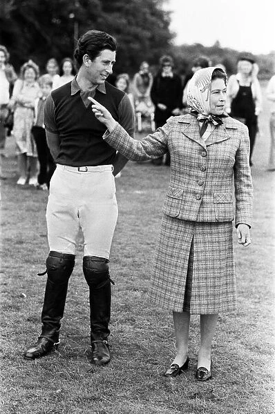 Prince Charles and his mother Queen Elizabeth II at a polo tournament. June 1979