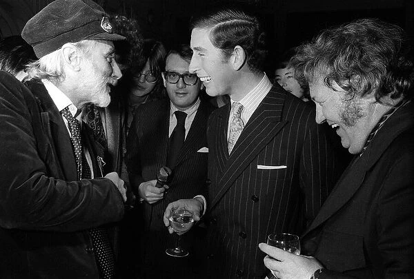 Prince Charles November 1973 has a laugh with Harry Secombe an Spike Milligan at