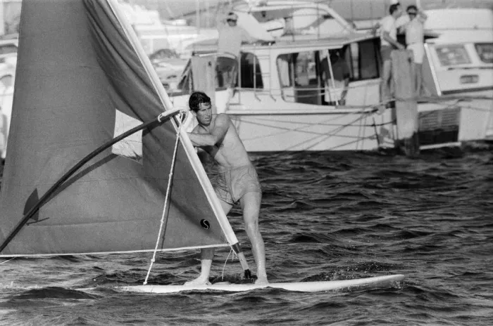 Framed Print : Prince Charles pictured windsurfing near Perth during his visit to Australia. March 1979 Framed Print : Prince Charles pictured windsurfing near Perth during his visit to Australia. March 1979